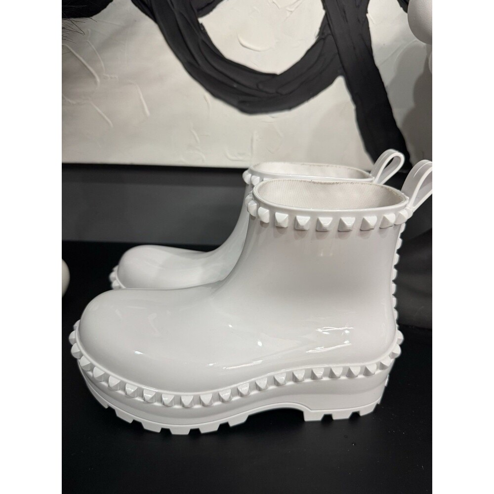 Carmen Sol Graziano Jelly Rain Boots Women’s 6 White Studded Italy BNWOT